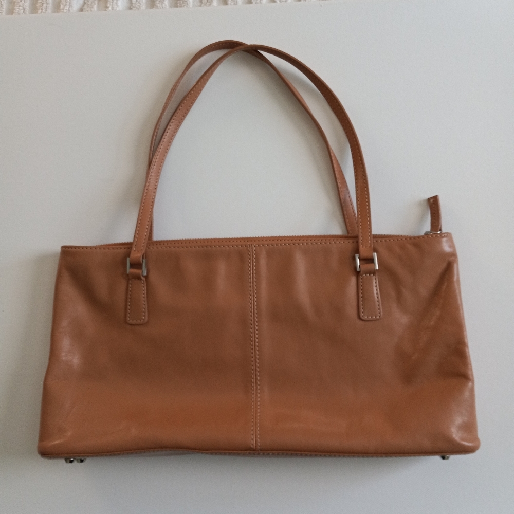 East-West Tan Leather Handbag